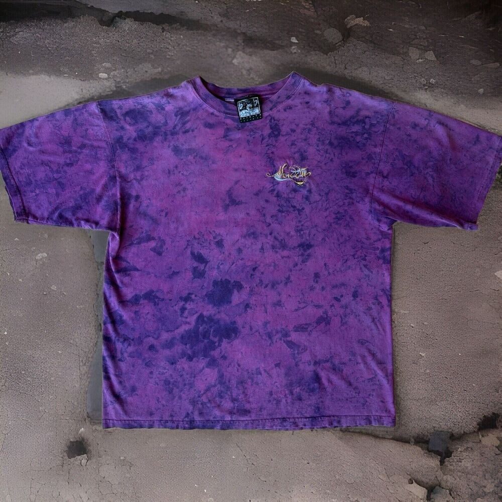 Vintage Aladdin Shirt XL Purple Tie Dye 90s Disney Movie Promo Cartoon Genie